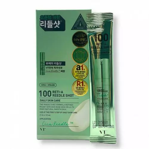 Сыворотка с микроиглами и ретинолом VT Cosmetics Reti-A Reedle Shot 100 Stick Pouch, саше 2 мл Сыворотка с микроиглами и ретинолом VT Cosmetics Reti-A Reedle Shot 100 Stick Pouch, саше 2 мл